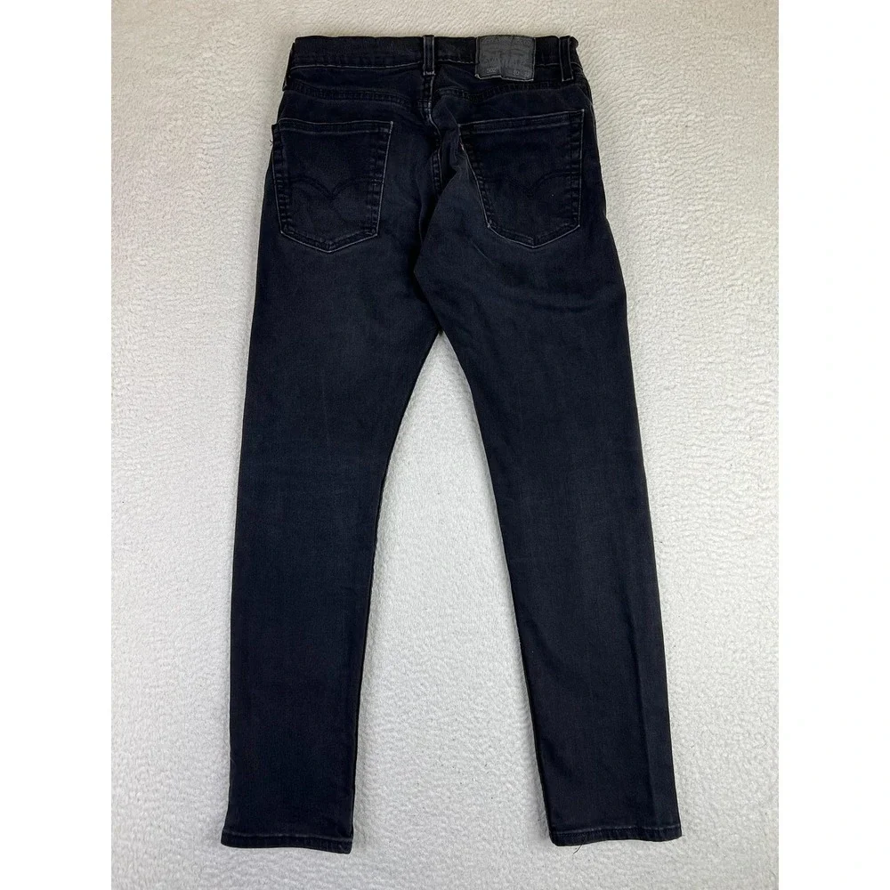 Levis 502 Mens 30x32 Black Regular Tapered‎ Stretch Denim Jeans Dark Wash
